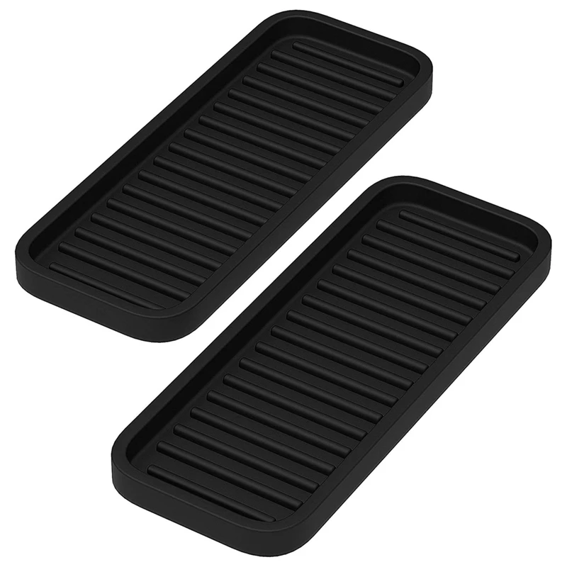 2Pc Kitchen Silicone Sink Holder Soap Dispenser Countertop Tray Bathroom Shower Shampoo Bottle Storage Tray Draining Pad Durable