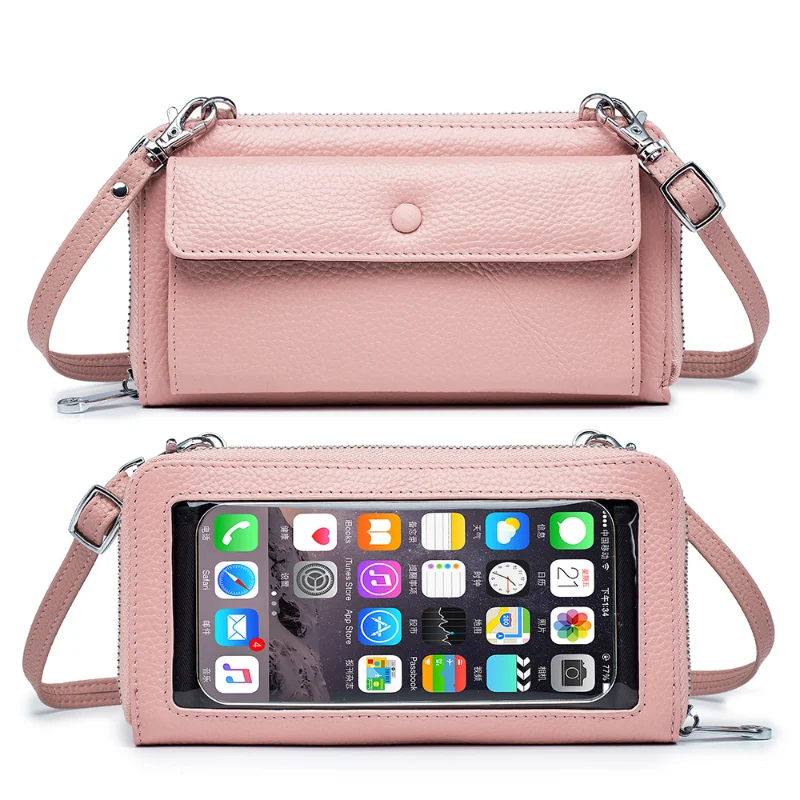 

2023 Women Messenger Bag New Style Touched Screen Phone Bag Genuine Leather Small Crossbody Purse Bolsa Feminina