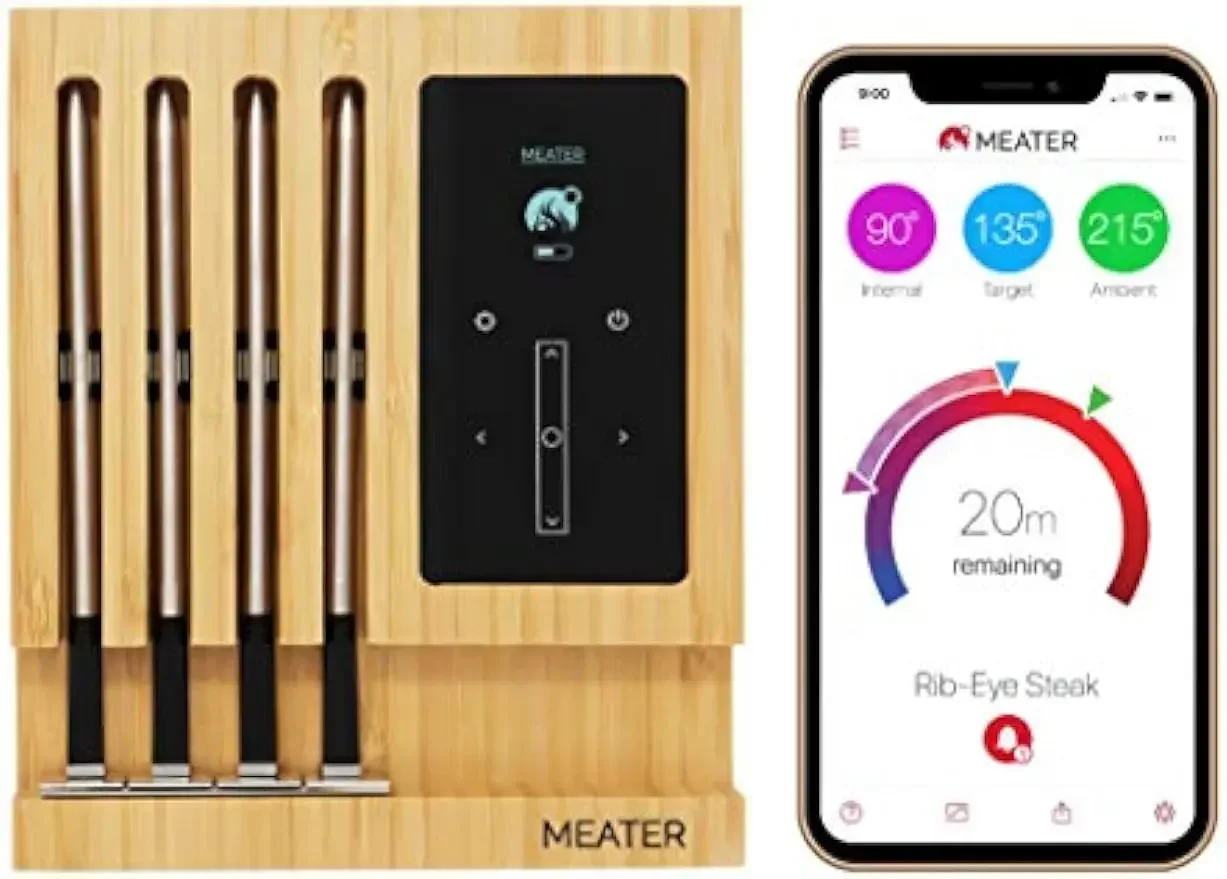 Premium WiFi Meat Thermometer, 4-Probe, BBQ, Oven, Grill, Kitchen, Smoker, Rotisserie, iOS, Android App