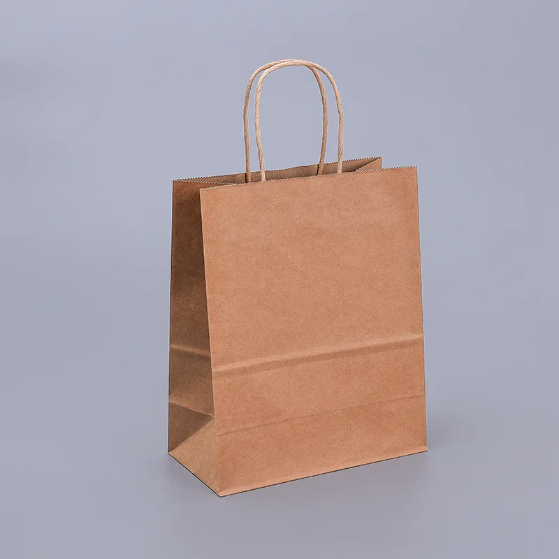 thumbnail image 1 of Bolsas de regalo de papel Kraft con asas, 10/20/30/50 unidades, para compras, manualidades, color marrón y blanco, para fiestas, suministros navideños, 1 of 5