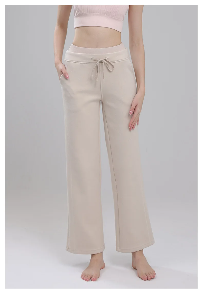 Sports Long Pants Women Loose Slim Fitness Training Pants Running High Waist Casual Yoga Wide Leg Drawstring Soft