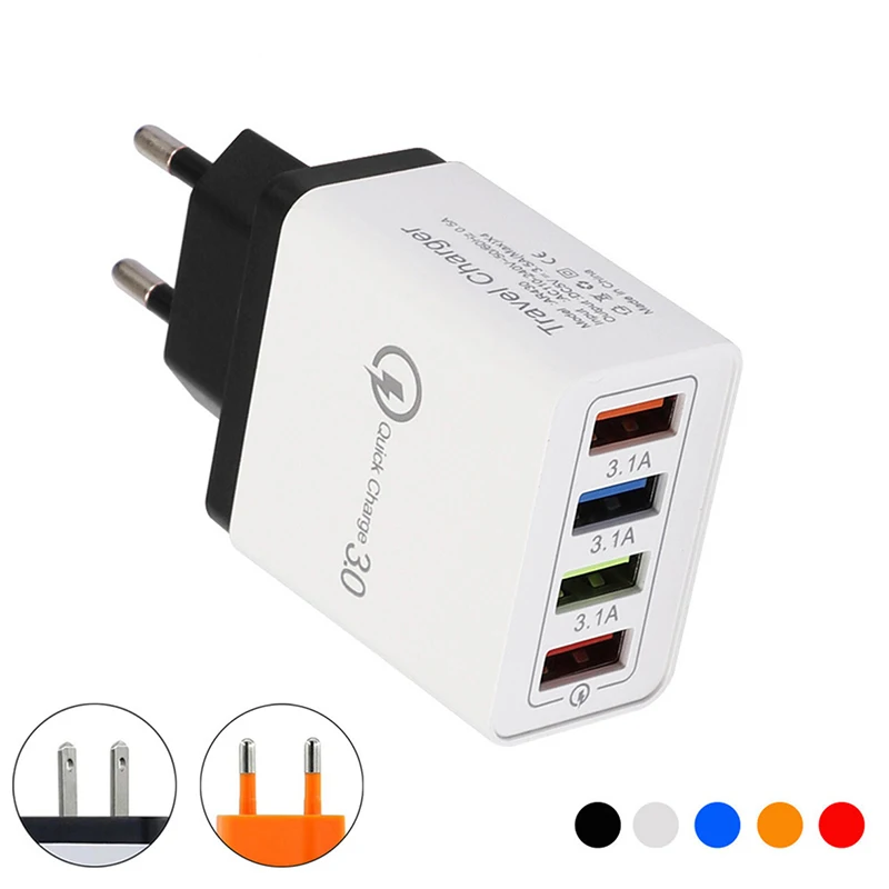 USB Hub Wall Charger 1Pcs 4 Port Fast Quick Charge QC 3.0 For Xiaomi Huawei Oppo battery charger,wireless charger