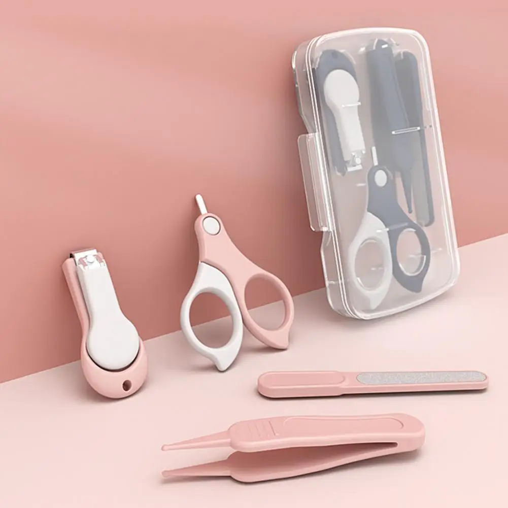 4PCS Newborn Baby Nail Scissor Baby Nail Care Tool Kid Safe Portable Clipper Trimmer Tweezer with Box Children Manicure Kit nail care kit