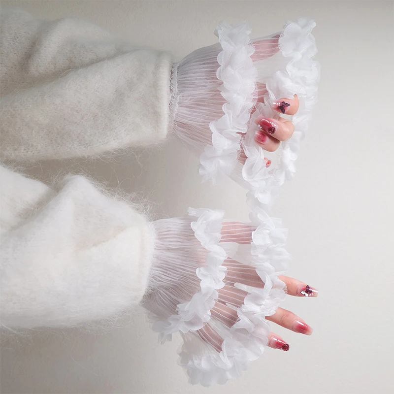 Attrezzatura fotografica per unghie Polso a rete corta Maniche finte Manicure Polsino falso decorativo Articolo in tulle Nail art Scatta foto di sfondo - immagine 5