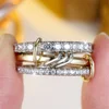 3pcs/set Round Stone White Zircon Ring Sets For Women Gold Silver Color Engagement Rings Wedding Jewelry Bridal Versatile Gifts
