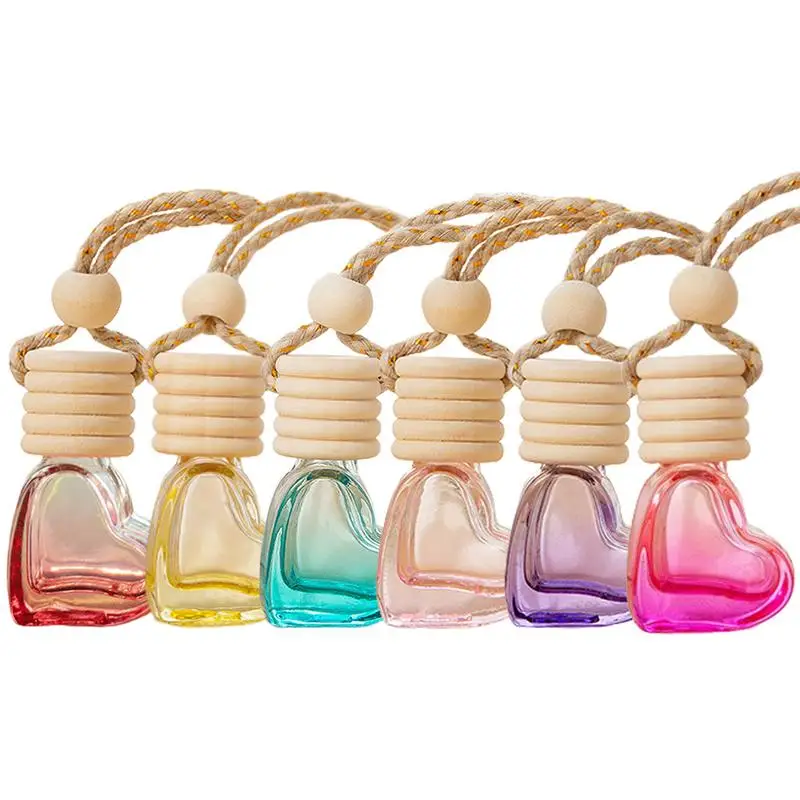

Автомобильный стеклянный флакон для духов в форме сердца, 6 мл, масляный диффузор, пустая фотобутылка, украшение для автомобиля и украшения дома