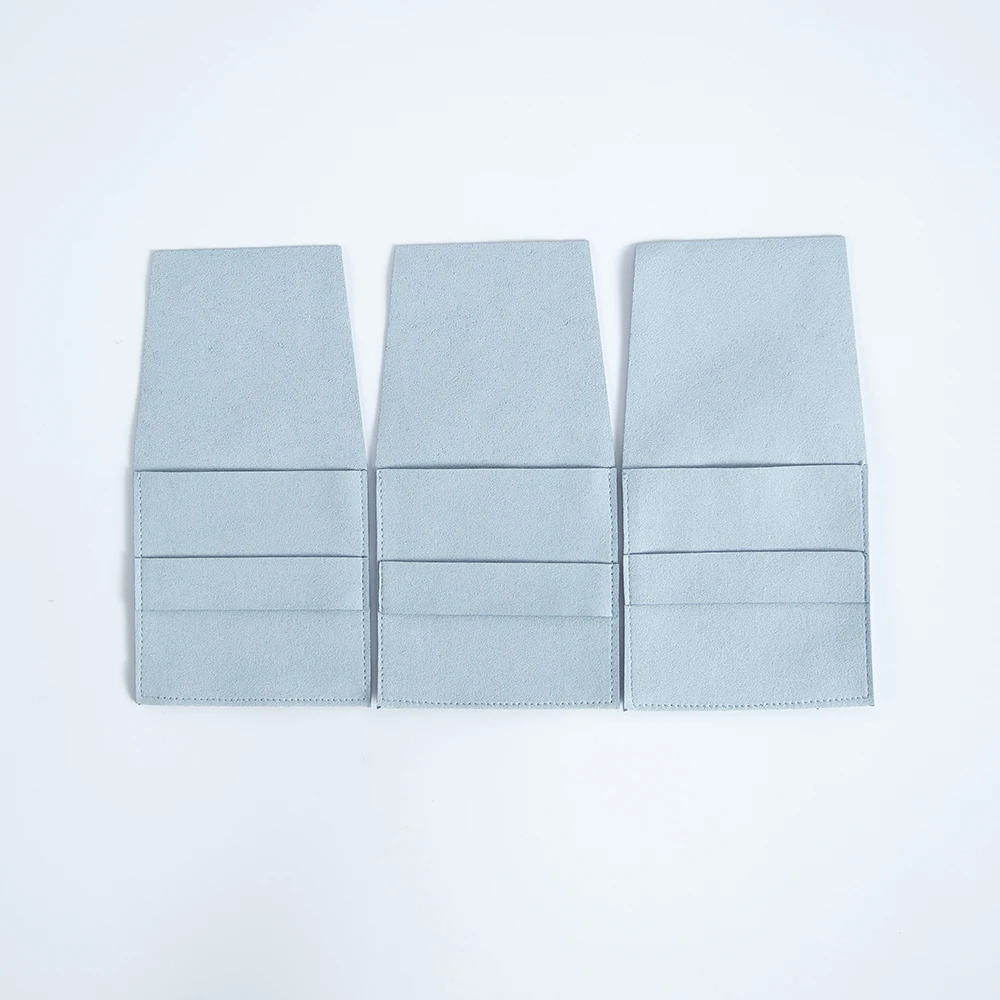 Blue Microfiber Gift Bags 8x8cm Jewelry Organizer Pouches Small Packaging Ring Earring Wedding Favor Candy Bag Can Custom Logo
