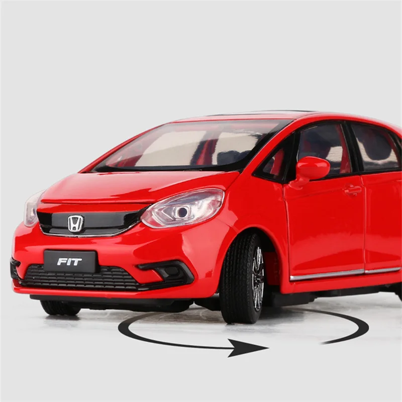 New 1/32 HONDA Fit Alloy Car Model Diecasts Metal Toy Sports Car Vehicles Model Simulation Sound and Light Collection Kids Gifts 4