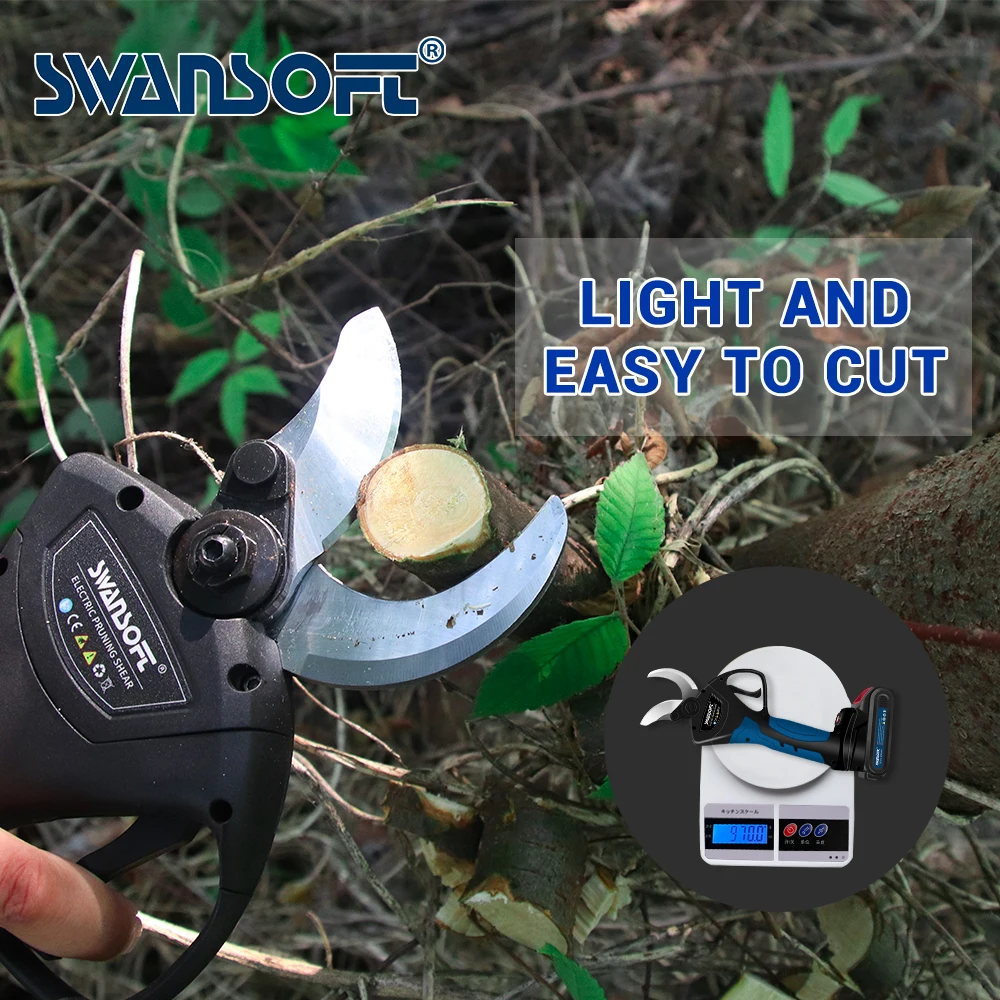 SWANSOFT 40mm Lithium Battery Pruning Scissors / WS8605 Pruner Garden Tools Electric Shears Cutting Wooden Branches 6