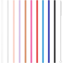 Vibrant 10 - Pack Reusable Straws with Cleaning Brush - 12 - inch Food - Grade Straws in Assorted Colors (10Pack)
