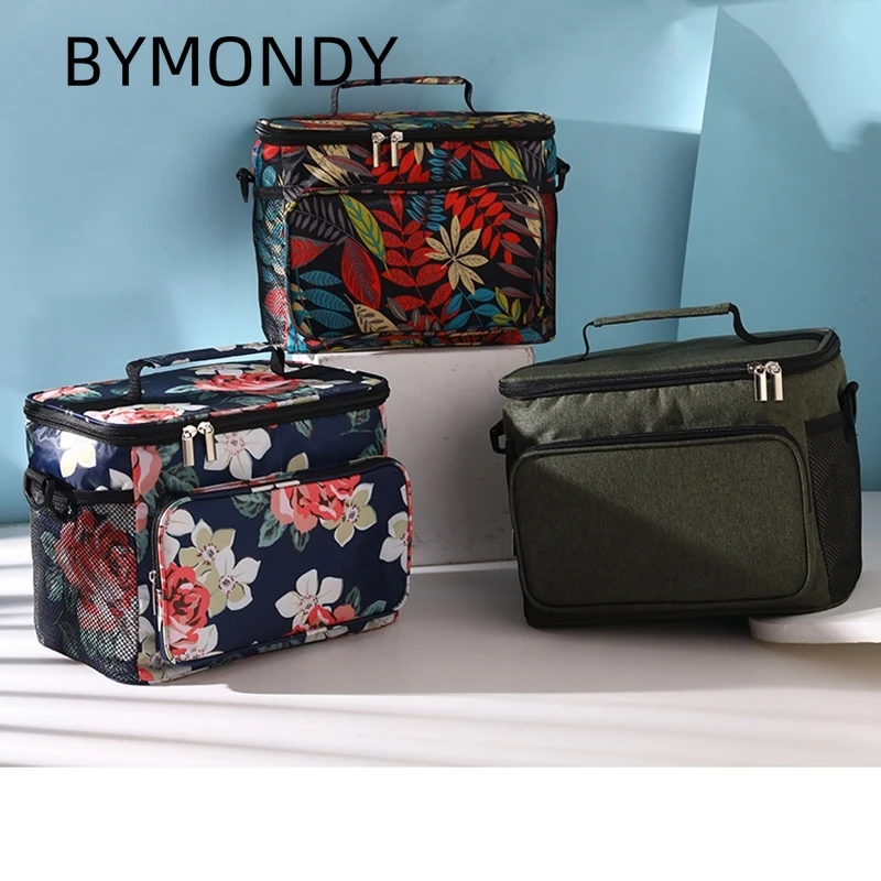 BYMONDY 10L Oxford Cloth Lunch Boxes for Outdoor Picnic Food Meal Lunch Bags Men Women Large Capacity Cooler Bag with Strap