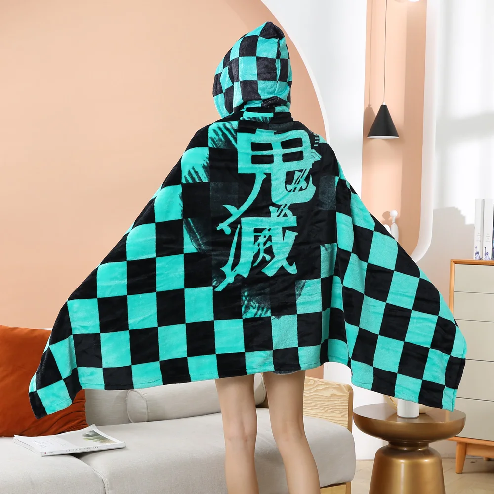 Coperta Con Cappuccio Da Cosplay Anime – Mantella In Pile Morbido, Grigio, 167x100 Cm – Plaid Copertina Per Divano E Viaggi