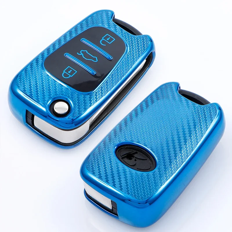 Carbon Fiber TPU Car Key Case Cover For Kia Ceed etc key case cover key case car key shell