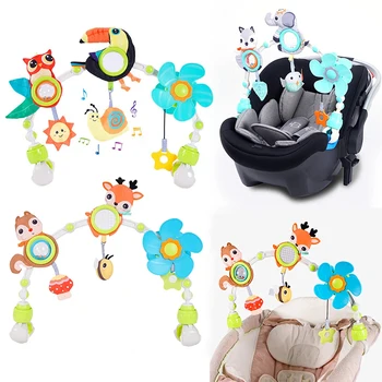 Baby Stroller Arch Toys Musical Rattle Toys with Teether for Crib Pram Car Seat Sensory Development Toy for Babies 0 6 12 Months
