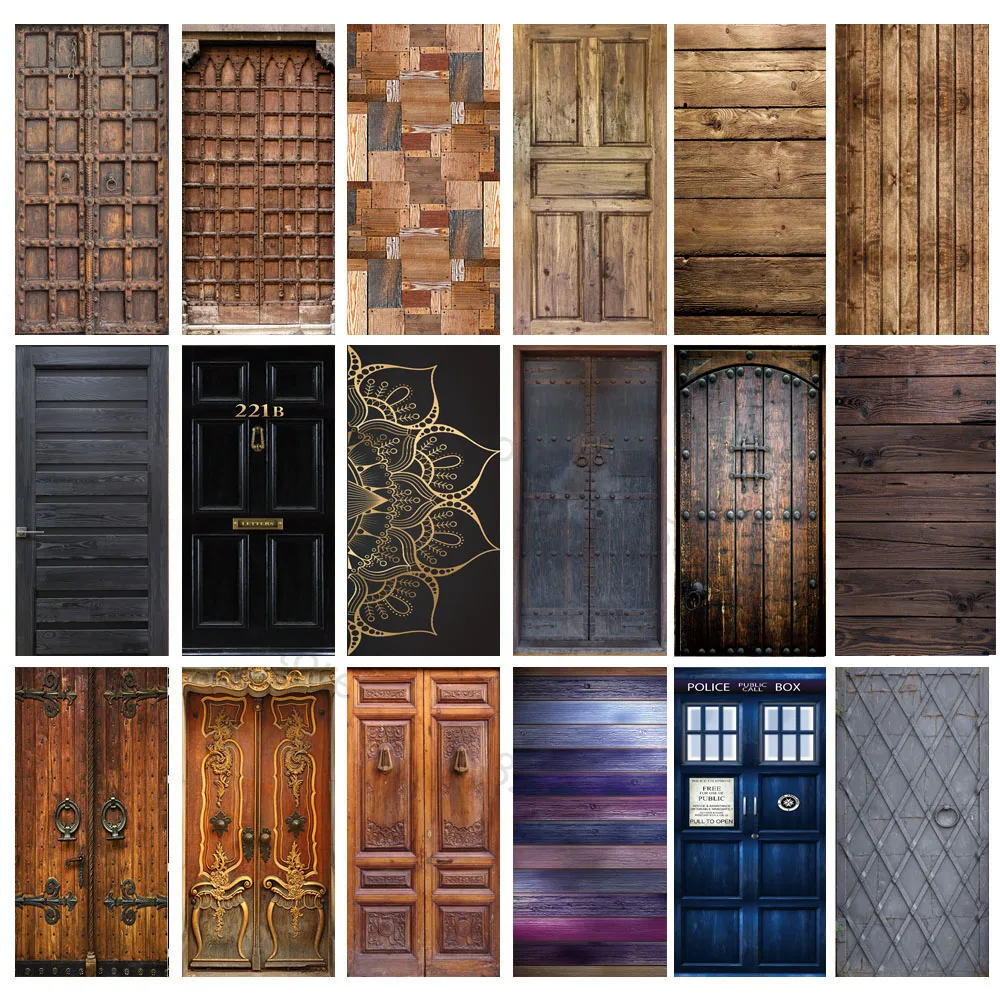 Imitation Wood Doors Sticker Retro Wooden Door Stickers 3D Self-Adhesive Art Mural Bedroom Living Room Decor Vinyl PVC Wallpaper