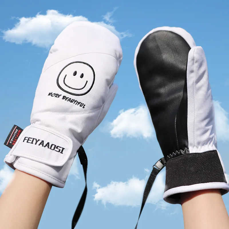 Men/Women Ski Gloves Mitten Waterproof Touchscreen Snowboard Gloves Winter Warm Fleece Snowmobile Motorcycle Gloves 6