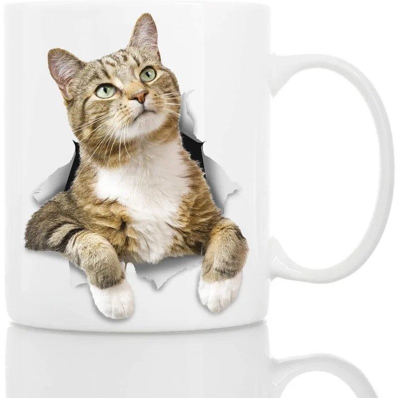 

11oz Cat Ceramic Funny Coffee Mug - Perfect Kitten Lover Gift - Cute Novelty Coffee Mug Present - Birthday Surprise For Friend