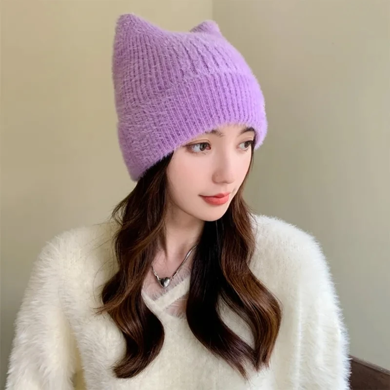 Knitting Warm Ear Beanie Hat Skull Sports Headwear Women Accessories