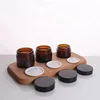 1X 5-100g Empty Amber Glass Jars Bosx Cosmetic Cream Bottles Facial Cream Black Cap Glass Case cosmetic container storage Bottle 4