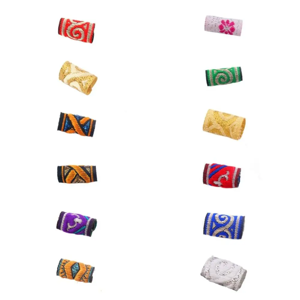10Pcs/Set DIY Mini Fabric Hair Braid Beads Hiphop Reggae Colorful Cloth Dreadlock Beads Embroidery Decoration Men/Women