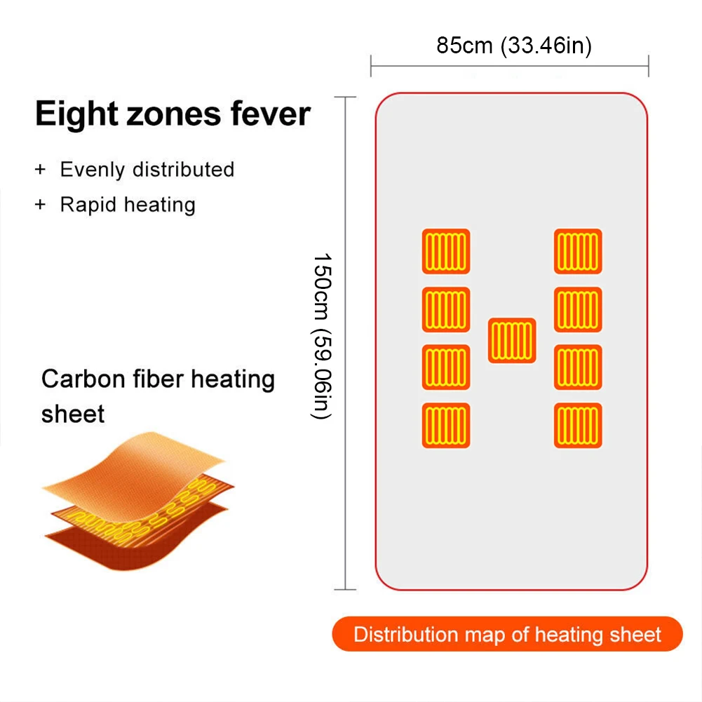 Electric Heating Blankets 1/8/9 Heated Areas USB Heated Shawl 3 Heating Levels Winter Thermal Blanket For Home Office Outdoor