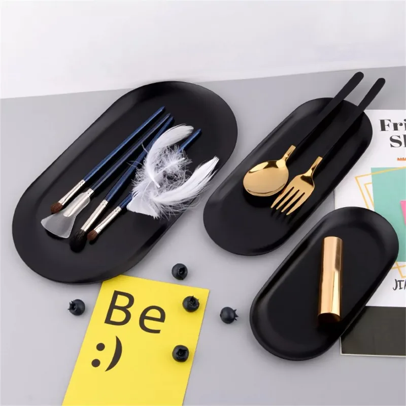 Jewelry Storage Tray Stainless Steel Jewelry Storage Tray Oval Vanity Organizer Nail Display Rack Decorative Home Decor Christmas New Year Gift