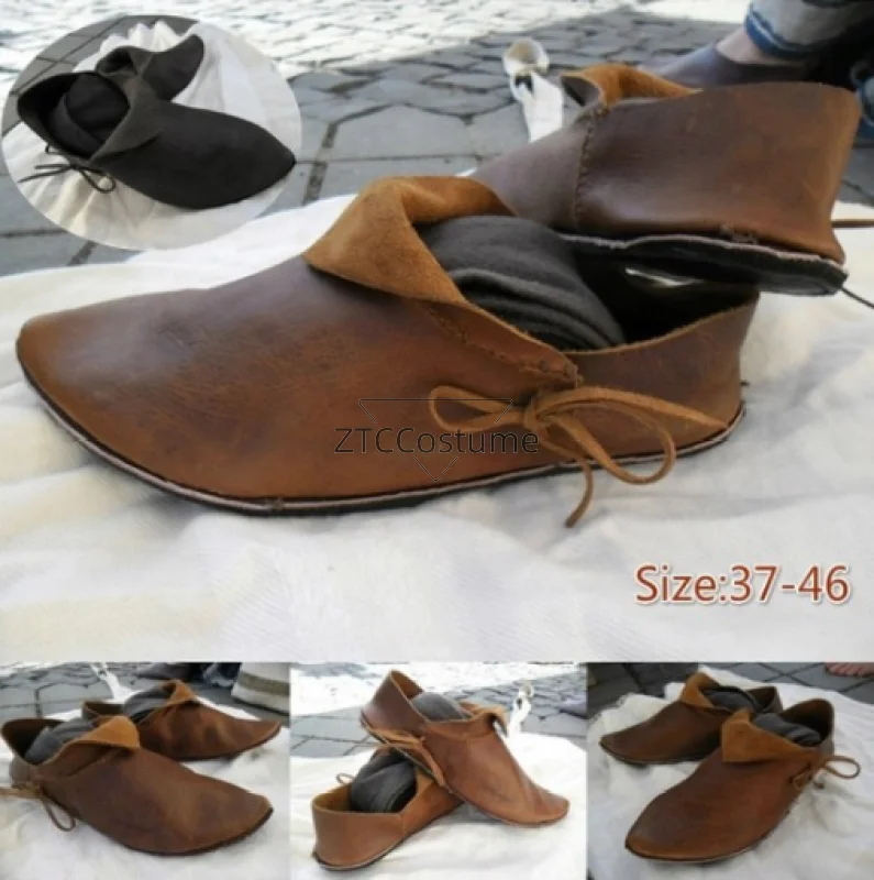 cosplay shoes Halloween party cosplay women men's medieval PU leather shoe middle ages ankle boots Victorian Renaissance boot shoes