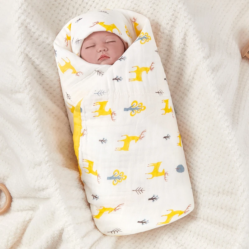Kocyk dziecięcy bawełna 6-warstwowy koc dla noworodka z motywem oddychającego koca dziecięcego o dużej gęstości