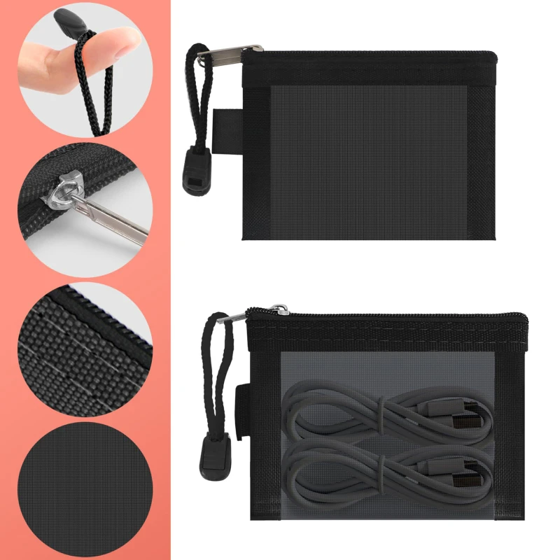 Mini Transparent Mesh ID Card Holder Coin Pocket Travel Portable