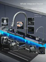durability 4.0MM Thick Nano 304 Stainless Steel Digital Display Waterfall Sink Set Multifunctional Integrated faucet Whale Sink 2