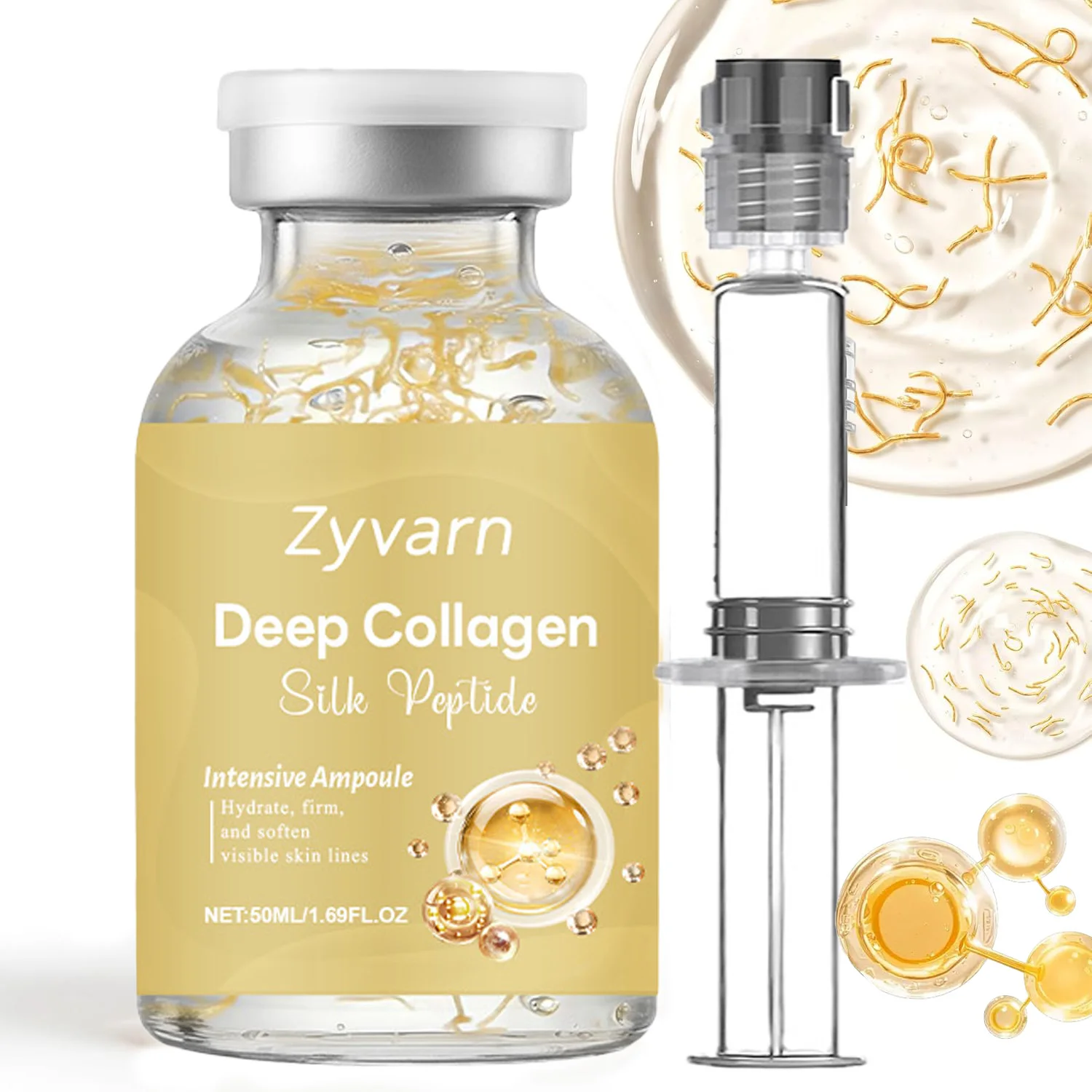 Korean Skincare Collagen Silk Peptide Intensive Lifting Ampoule Skin Elasticity Hydrating Barrier Repair Anti-Oxidant Face Serum
