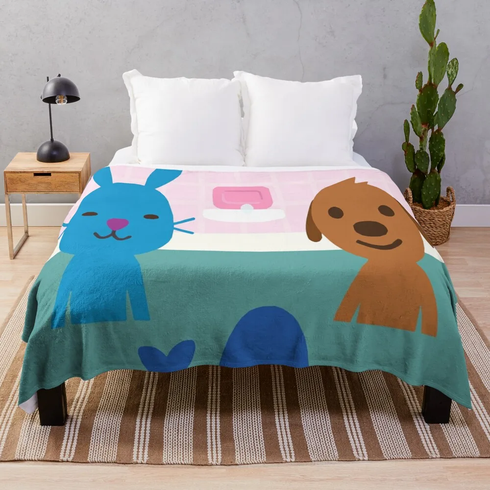 Cute Sago Mini Dinosaur Dog And Rabbit Throw Coperta Dormitorio Essentials Luxury Designer Coperta