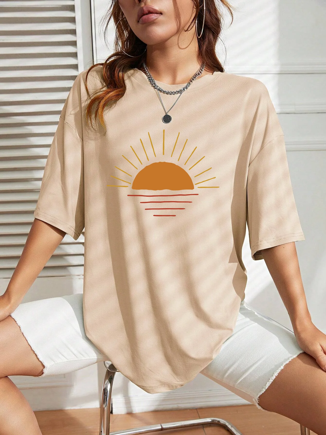 Creative Sun Printing T-shirt Women - Uniqwear