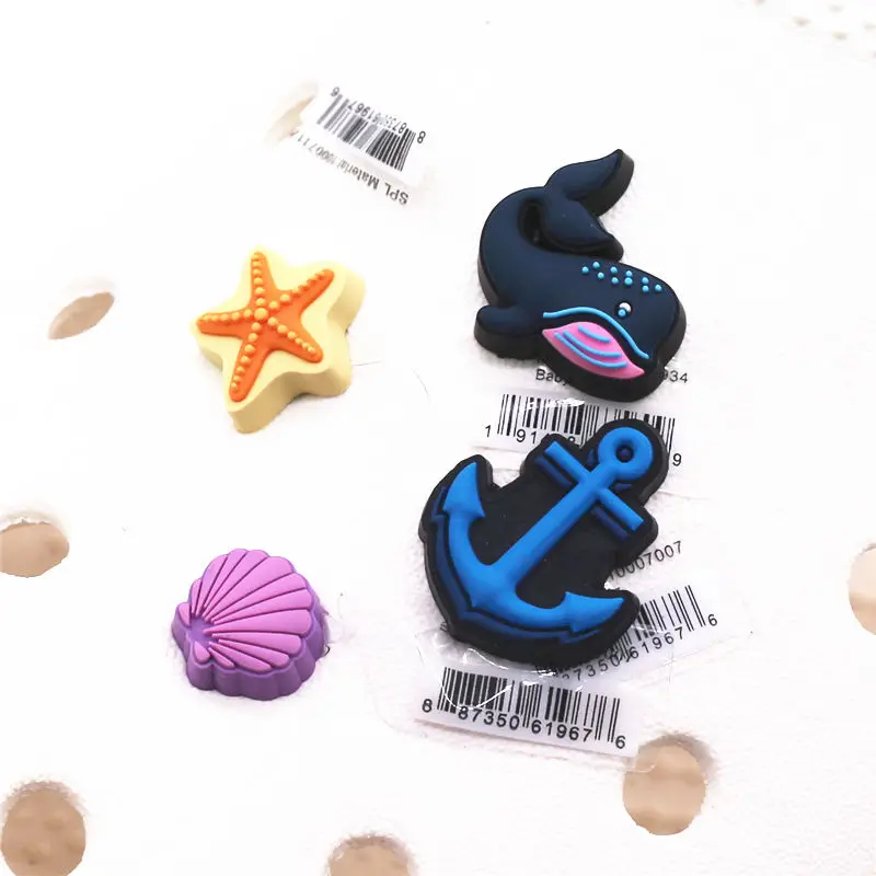 Novelty Cute Whale Shoe Charms Accessories Shell Starfish Anchor Shoe Buckle Decoration for Kids X-mas Party Gifts