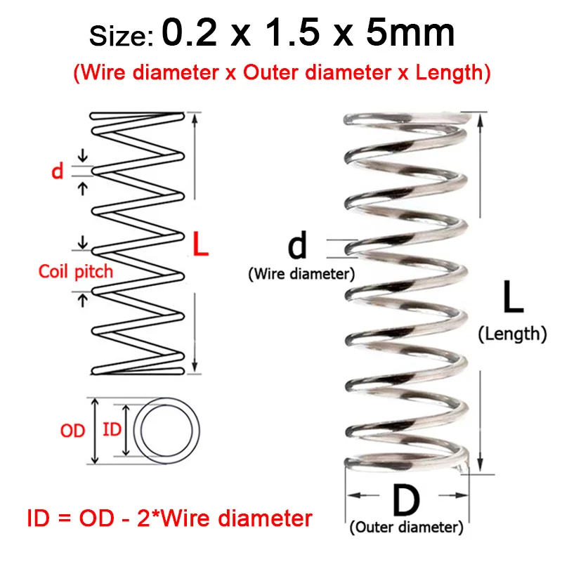 5-10 stücke Draht durchmesser 0,6mm 305 Edelstahl Federstahl y-förmige Druck feder od 4/5/6/7/8//12mm Länge 5-mm