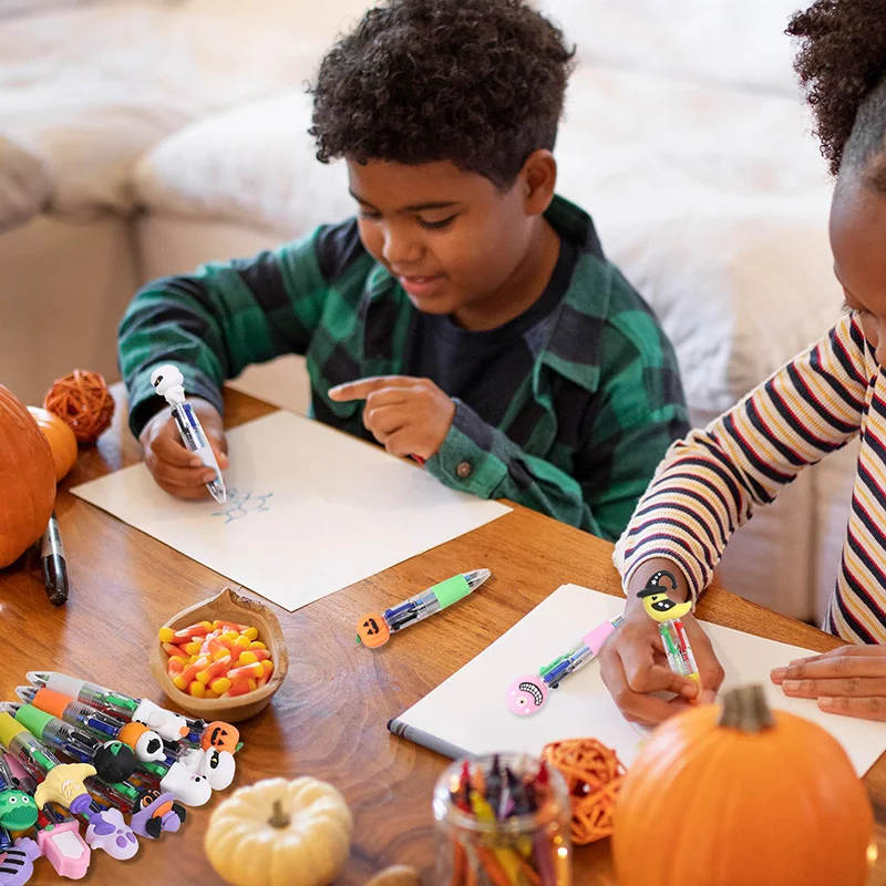 5-20pcs Halloween Themed Pens Mini 4 colors Ballpoint Pen Kids Halloween Birthday Party Favors Trick or Treat Gift School Reward