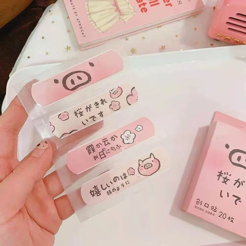 20pcs/box Waterproof Bandages First Aid Hemostasis Band Aid Stickers Cute Cartoon Animals Pig Plaster Wound Emergency Kit