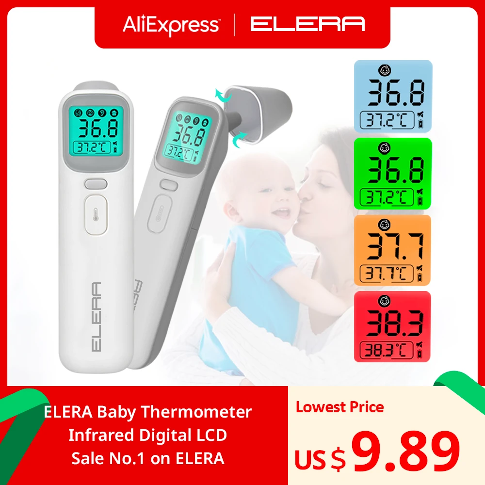 ELERA Baby Thermometer Infrared Digital LCD Body Measurement Forehead Ear Non Contact Adult