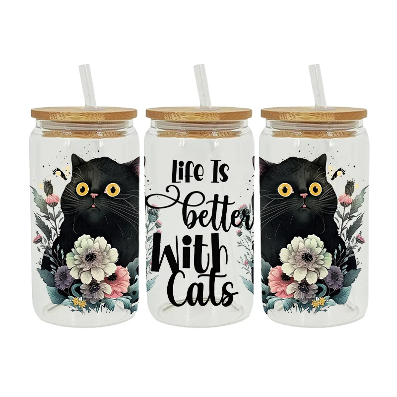 UV DTF Transfer Sticker Animal Dog Cat For The 16oz Libbey Glasses Wraps Bottles Cup Can DIY Waterproof Decals D13700