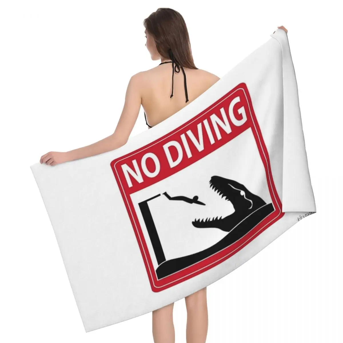 

No Diving - Mosasaurus Warning 80x130cm Bath Towel Soft For Picnic Towel Personalised Pattern