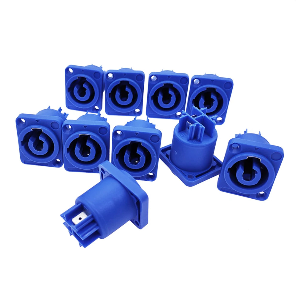 

10PCS Powercon Connector 3 Pins 20A 250V Power Speaker Panel Socket Female for LED Screen Stage Lighting,Blue