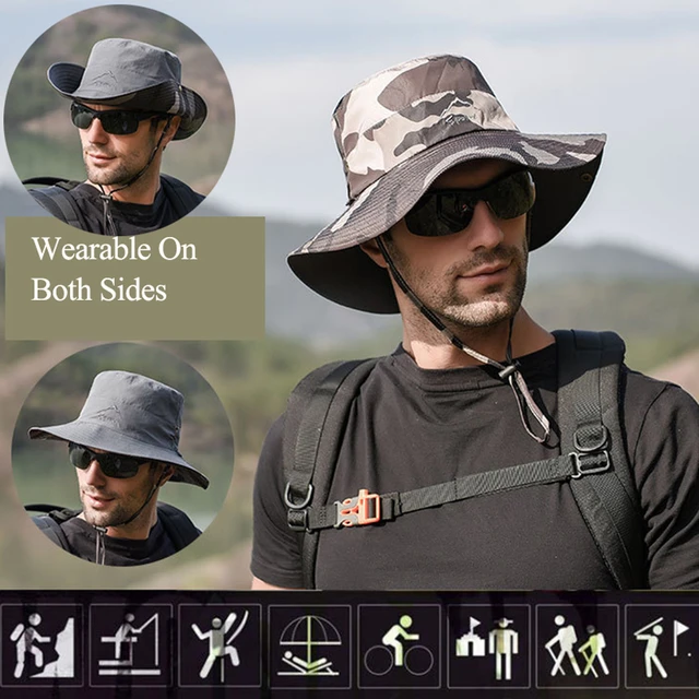 Mens Fishing Hat High Quality Wide Brim Breathable Sun Hat