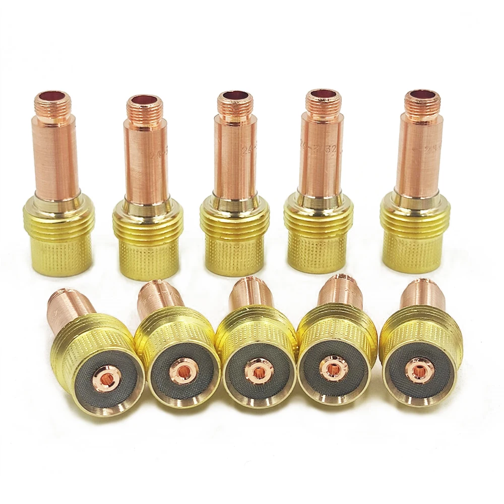 Welding torch 5/10Pcs 1.0/1.6/2.4/3.2/4.0mm TIG medium gas lens collet body 45V24-45V28 For TIG WP17/18/26 welding torch kit