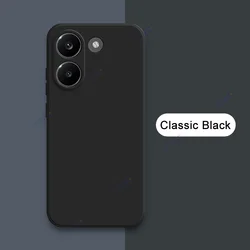Minimalist Design Liquid Silicone Case with Camera Protection and Straight Edges for Redmi Turbo 5 (Classic Black)