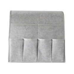 Enhanced Armchair Caddy Felt Organizer for Magazine, Tablet, and Remote Storage (Light Grey)