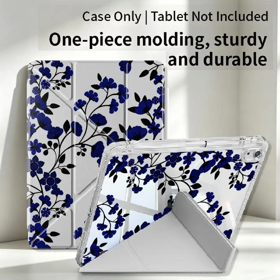 Creative Black and Blue Tablet Case with Pen Slot Cover