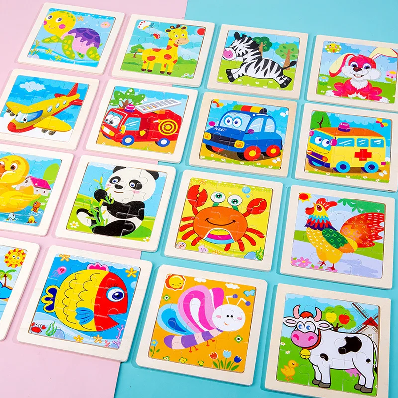 8Pc Cartoon Animal Traffic Wood Puzzle Educational Jigsaw Toys for Kids Birthday Party Favors Kindergarten Rewards Piniata Gift educational toy,animal jigsaw puzzles