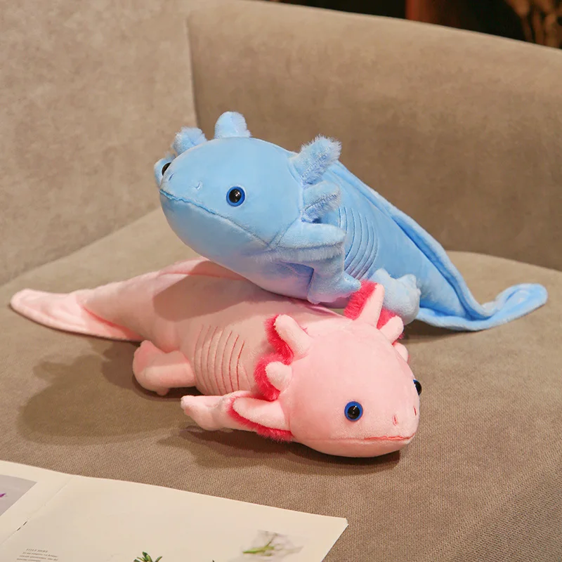 45cm 귀여운 도롱뇽 플러시 장난감 시뮬레이션 공룡 Ambystoma 인형 인형 Kawaii Mexicanum Axolotl 동물 인형 어린이를위한 선물