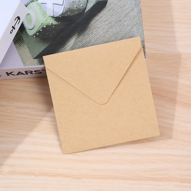 50pcs Kraft Paper Envelopes 120g Paper 10x10cm 16x16cm Wedding Invitations Supplie Postcard Giftbox Packaging Storage Stationery