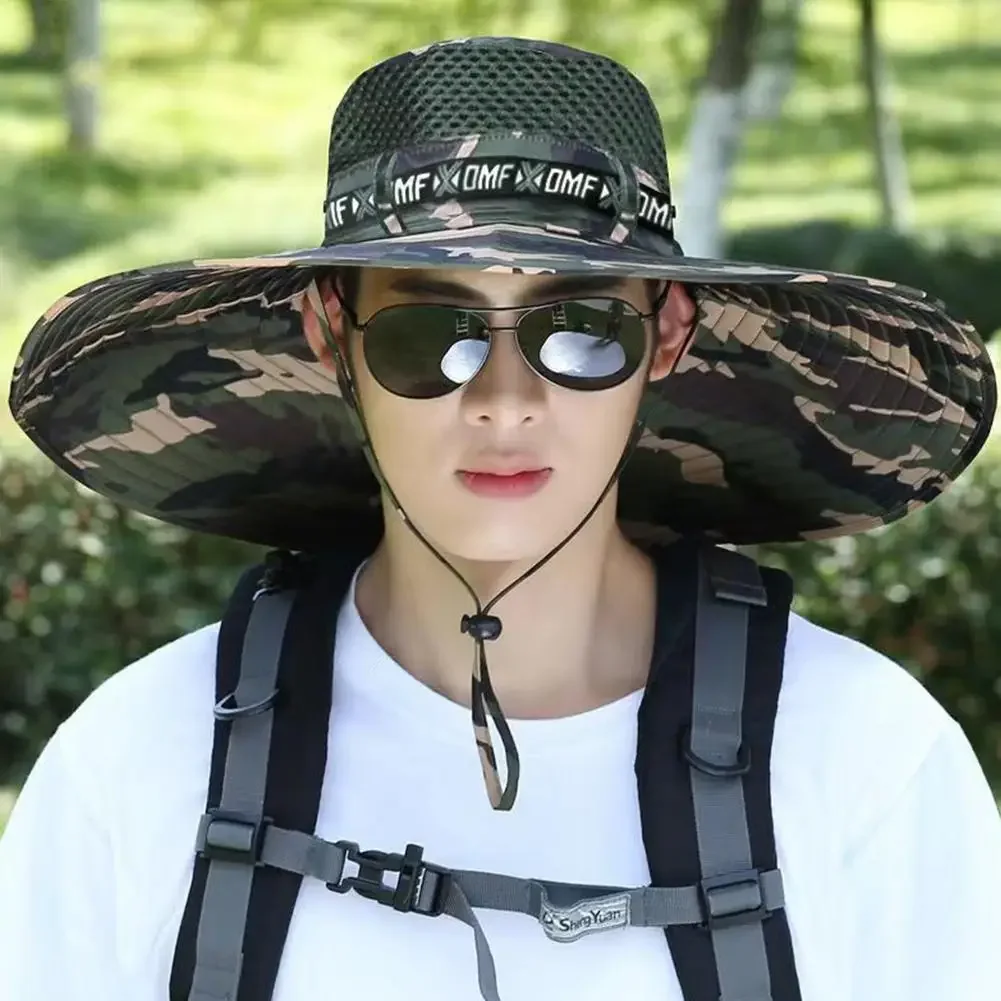 Breathable Sunshade Fisherman Hat UV Protection Large Brim Summer Outdoor Hiking Fishing Beach Cap for Men Women